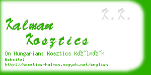 kalman kosztics business card